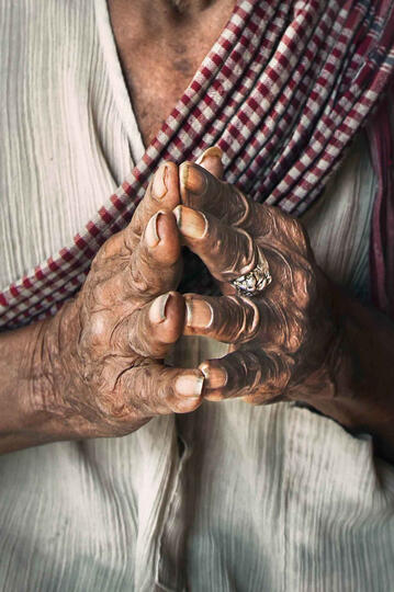 Praying Hands Details of the hands of an elderly man Buy Print