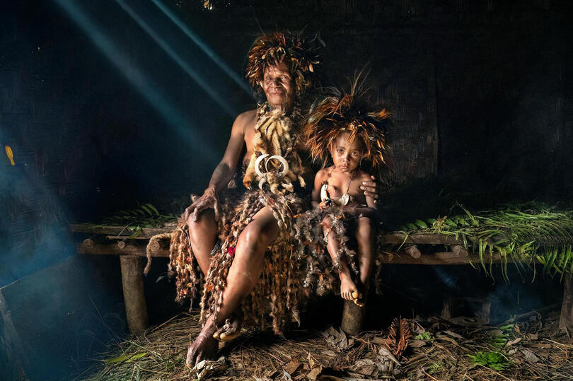 Chimbu People Portrait of a Chimbu woman with a Chimbu child Buy Print