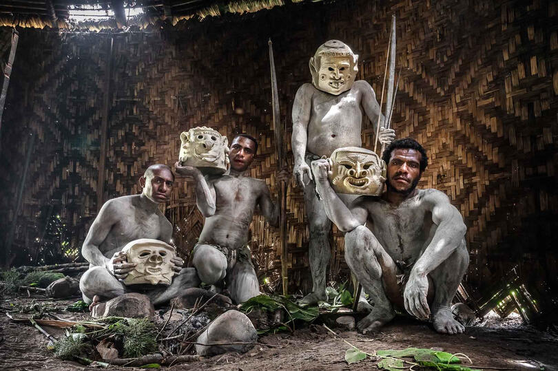 The Spirits of the River Group of Asaro Mudmen Buy Print