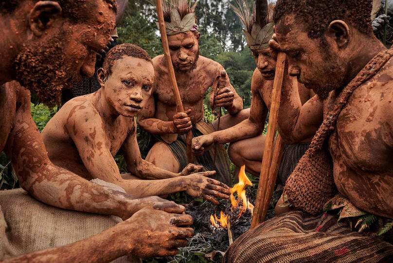 The Tribe of the Mud Group of Chimbu tribesmen Buy Print