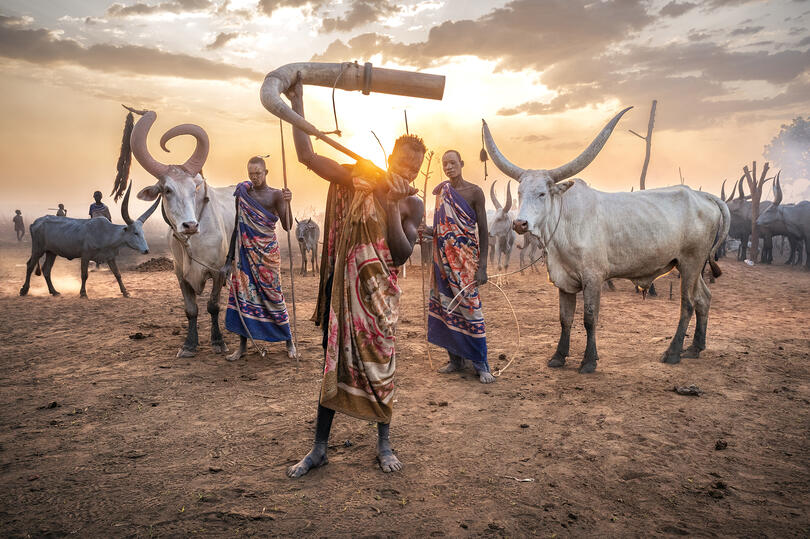 The Evening Call Group of Mundari tribesmen Buy Print