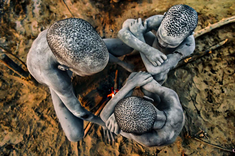 Warming Up Group of Mundari children Buy Print