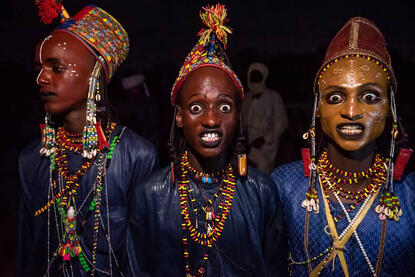 Night Celebrations Sudosukai - Wodaabe people celebrating the Gerewol festival by night Buy Now