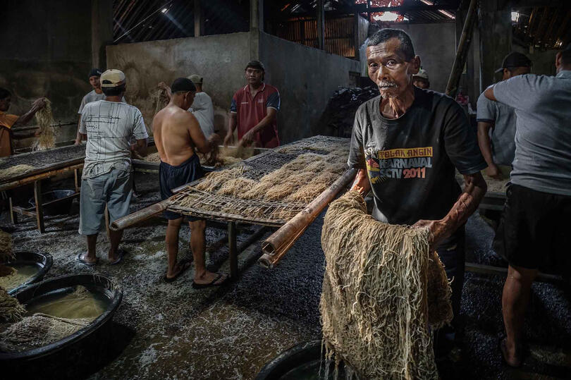 Yellow Gold People at work in a noodle factory © Roberto Pazzi