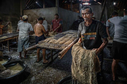 Yellow Gold People at work in a noodle factory © Roberto Pazzi