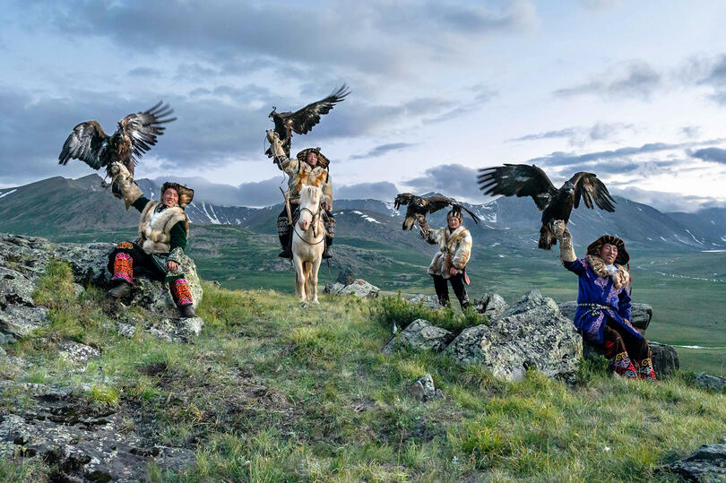 The Kingdom of Eagles Group of Kazakh eagle hunters Buy Print