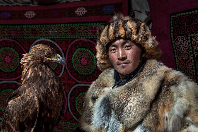 Spiritual Bond Portrait of a Kazakh eagle hunter with his eagle © Roberto Pazzi