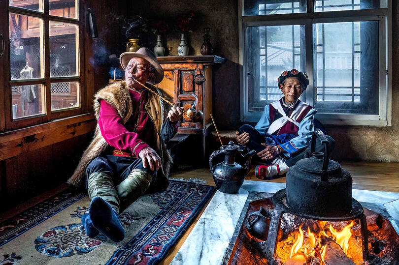Tibetan people Portrait of Tibetan people in their home Buy Print