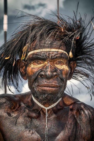 The Elderly Warrior Portrait of an elderly Dani warrior Buy Print