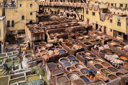 The Art of Hand Dyeing The daily activities in a traditional Moroccan tannery © Roberto Pazzi