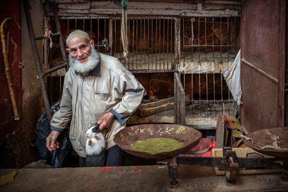 The Elderly Butcher Portrait of an elderly butcher in his old shop located in the ancient medina of the city © Roberto Pazzi